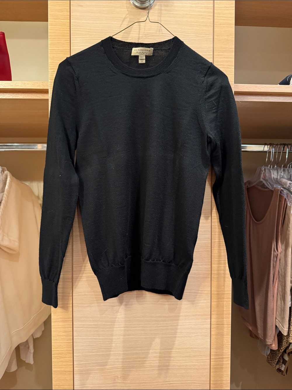 Burberry Black Fine Knit Crew Neck Sweater